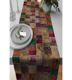 Çok Renkli Patchwork Premium Masa Örtüsü Runner RNR293