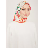 Armine Pembe Çiçek Desen Sura İpek Eşarp 9110 - 54