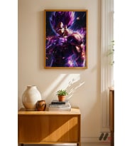 Dragon Ball Vegeta Mor Poster, Ahşap Çerçeveli Duvar Tablosu - Anime Severlere Özel