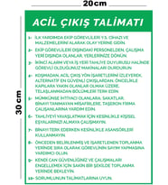 Metal Acil Çıkış Talimatı 20cm x 30cm A4 Büyüklüğünde Uyarı Levhası Yönlendirme Tabelası