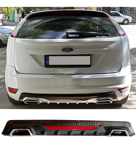 Ford Focus Mk2 HB Siyah Difüzör Difizör Kare Egzoz Görünüm Reflektörlü