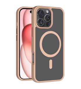 Lexroo iPhone 16 Pro Kılıf M-safe Şarj Özellikli Mat Arka Yüzey Sio Kılıf - Rose Gold