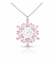 Gümüş Pembe Lotus Desenli Çiçek Kadın Kolye