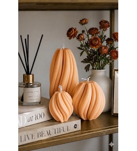 Spiral Rüya Mum 3'lü Set - Mumelia Candles Doğal Soya, El Yapımı, Dekoratif - Turuncu