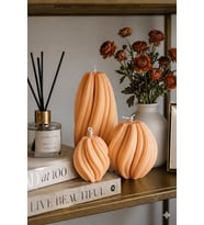 Spiral Rüya Mum 3'lü Set - Mumelia Candles Doğal Soya, El Yapımı, Dekoratif - Turuncu