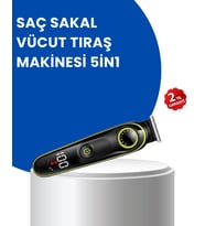 Uzun Pil Ömürlü LED Göstergeli Erkek Bakım Seti 5-in-1 Saç Sakal Tıraş Makinesi