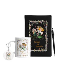 Sevgililer Gününe Özel Siyah Defter Kalem Kupa & Süblimasyon Anahtarlık Hediye Seti 6