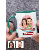 Sevgiliye Hediye Tekne Tasarım  Karikatürlü Yeşil Kupa Bardak