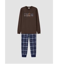 LCW Kids Kahverengi Bisiklet Yaka Erkek Çocuk Pijama Takım