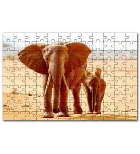 Cakapuzzle Afrika Savanada Anne Fil ve Yavrusu Puzzle Yapboz MDF (Ahşap) (120 Parça)