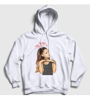 Presmono Unisex Beyaz Hearts Ariana Grande Kapüşonlu Sweatshirt 152427tt