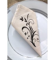 6 Adet Daisy Desenli Doğal Keten Servis Sunum Peçetesi