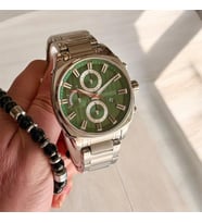 Ferrucci Fonksiyonları Aktif&Takvimli Kadranı Yeşil Silver Renk Çelik Erkek Kol Saati+Bileklik Hediyeli (Yeşil-Grı)