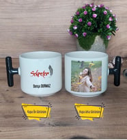 Kişiye Özel Sekreter Kupa Bardak Fotoğraflı T Siyah Kulplu Sekretere Hediye