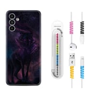 Samsung A23 A31 A32 A50 A51 A52 A53 A70 Kılıf Kablo Koruma Spiral Silikon Black Purple Wolf 1791