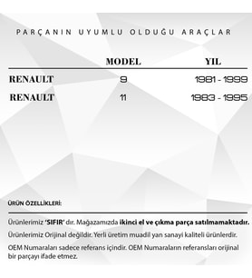 Renault 9, 11 için Torpido Üst Agrafı - BÜYÜK -