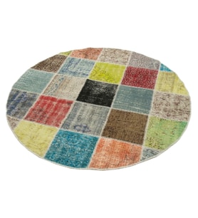 Kırmızı Halı Salon Halısı El Dokuma Geometrik Patchwork Stil Yuvarlak Dokulu Modern Çocuk Odası