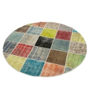 Kırmızı Halı Salon Halısı El Dokuma Geometrik Patchwork Stil Yuvarlak Dokulu Modern Çocuk Odası