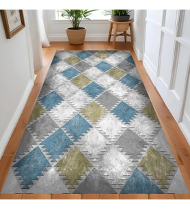Eliana Home Dijital Baskı Yıkanabilir Kaymaz Taban Salon Halısı Ve Yolluk LN044-FNL315 (Mavi)