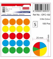 TANEX OFC-132 MİX COLOR ETİKET 5Lİ POŞET