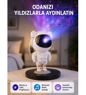 Astronot Projeksiyon Lambası Müzikli Uzaktan Kumandalı