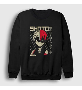 Presmono Unisex Siyah Shoto V2 Anime Boku No Hero Academia Sweatshirt 128881tt