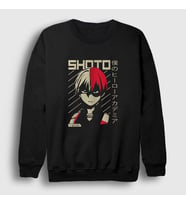 Presmono Unisex Siyah Shoto V2 Anime Boku No Hero Academia Sweatshirt 128881tt