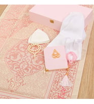 Lüks Ahşap Kutulu Seccade Seti -Pembe(37*20*8 cm,1.725 gr)