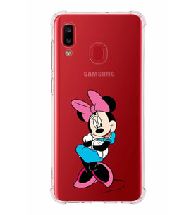 Samsung Galaxy A20  Köşe Korumalı Antişok Kapak Minnie Mouse Tasarımlı Şeffaf  Kılıf