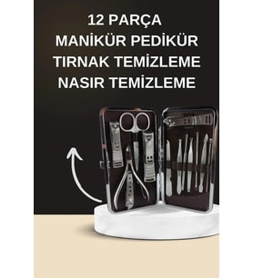 Mey İthalat® Elektrikli Manikür Pedikür Seti İkili Set 12 Parça Tırnak Bakımı Törpü Protez Çıkarma