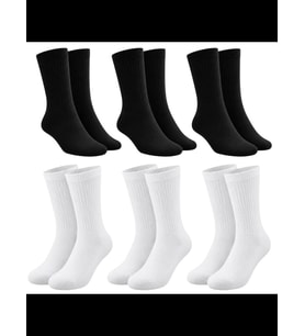 Wak Unisex Basic Siyah Beyaz Soket Çorap 6'lı Set Kadın Erkek Spor Günlük Uzun Ribanalı Rahat Çorap Set