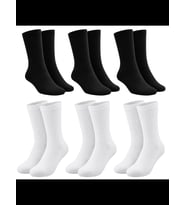 Wak Unisex Basic Siyah Beyaz Soket Çorap 6'lı Set Kadın Erkek Spor Günlük Uzun Ribanalı Rahat Çorap Set