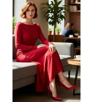 Kadın Bodycon Maxi Boy Uzun Kollu Kayık Yaka Örme Sandy Kumaş Zarif Kışlık Balo Elbisesi Kaliteli