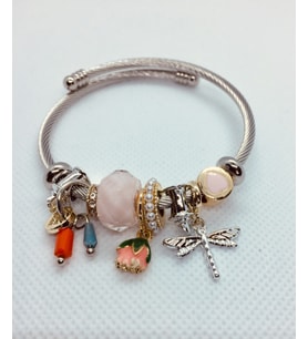 Gül Charmlı Şık Pandora Model Gümüş Bileklik