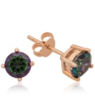 Gümüş Rose 6 mm Mistik Topaz Çivili Küpe