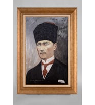 Altın Varaklı Paspartulu Çerçeveli Atatürk Tablo nt657