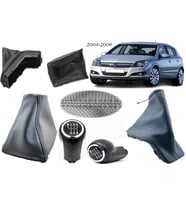 Opel Astra H Vites Körüğü + El Freni Körüğü + Vites Topuzu 6 İleri Delikli Deri Siyah Dikiş