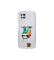 Samsung Galaxy M22 ile Uyumlu Splash Tembel Hayvan Tasarımlı Şeffaf Silikon Kılıf