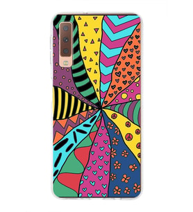PrintiFy Samsung Galaxy A7 2018 ile Uyumlu 1mm Slim Fit Retro Colors 4 Baskılı Şeffaf  Kılıf