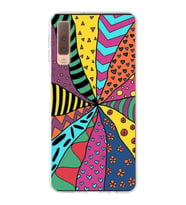 PrintiFy Samsung Galaxy A7 2018 ile Uyumlu 1mm Slim Fit Retro Colors 4 Baskılı Şeffaf  Kılıf