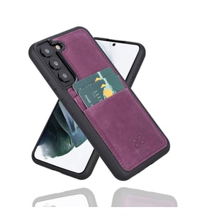 Bouletta Samsung Galaxy S22 Uyumlu Deri Kartlıklı Arka Kapak CZ7 Mor