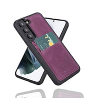 Bouletta Samsung Galaxy S22 Uyumlu Deri Kartlıklı Arka Kapak CZ7 Mor