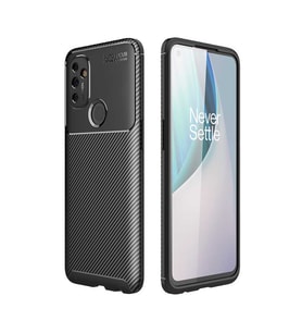 One Plus Nord N100 Kılıf Zore Negro Karbon Tasarım Silikon Kılıf (Siyah)