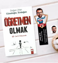 BK Gift Kişiye Özel Erkek Öğretmen Karikatürlü Ahşap Kitap Ayracı Ve Öğretmen Olmak Kitabı Hediye Seti-2