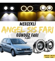Opel Corsa C 2000-2006 Uyumlu Mercekli Angel Sis Farı Metal 76 mm Sarı Halkalı Gündüz Farı 2 Adet