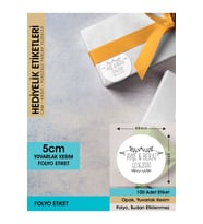 Çiçek Desenli Etiket Modeli, Düğün Hediyelik Etiket 5cm - 100 Adet Folyo Sticker