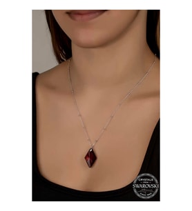 Swarovski Crystal Taşlı Ametist Top Zincir Gümüş Kadın Kolye