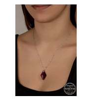 Swarovski Crystal Taşlı Ametist Top Zincir Gümüş Kadın Kolye