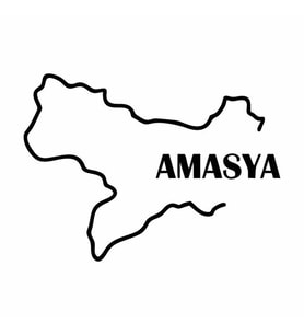 Amasya Harita Araba Sticker siyah 16x12 CM (Siyah)