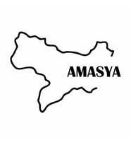 Amasya Harita Araba Sticker siyah 16x12 CM (Siyah)
